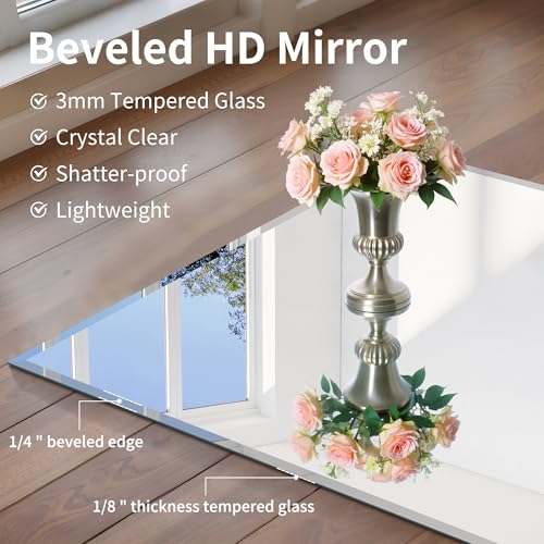 36-Inch x 30-Inch Frameless Beveled Bathroom Mirror - Rectangular Wall Mirror with Crystal Clear Reflection