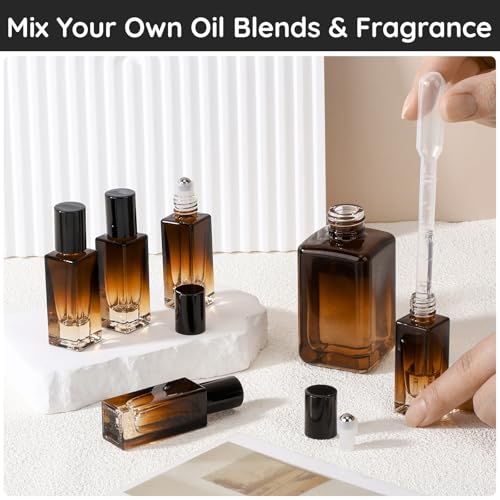 40PCS Amber Glass Roll On Bottles 5ml for Essential Oils & Perfume - Variation of THIS listing