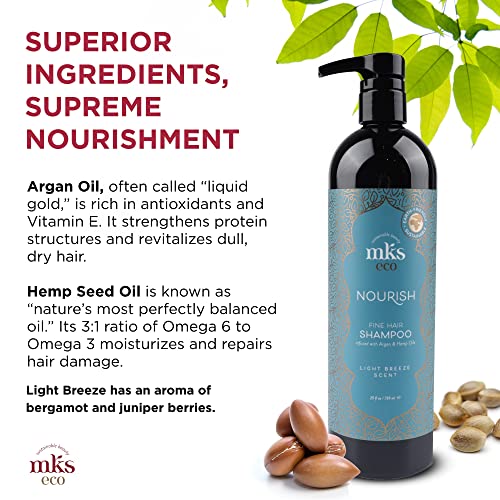MKS eco Nourish Shampoo - Cleanses, Strengthens & Repairs - Ideal for Fine Hair, Safe for Color Treated Hair - Moroccan Argan Oil, Hemp Seed Oil - Vegan, Cruelty Free