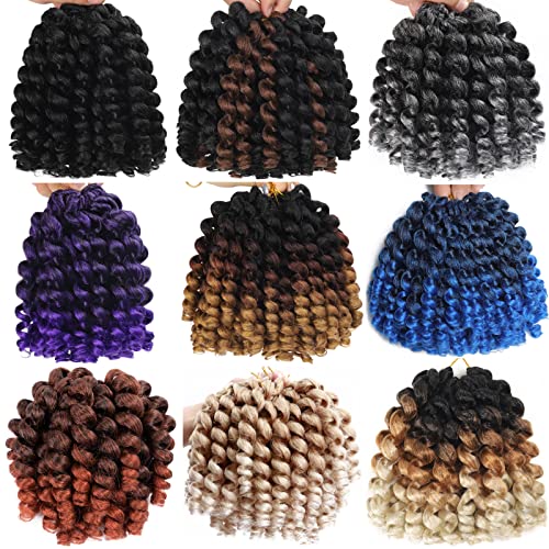 12 Inch Jamaican Bounce Crochet Hair Extensions - 2X Ringlet Wand Curl Pre-Looped Pack of 3 T1/30/27
