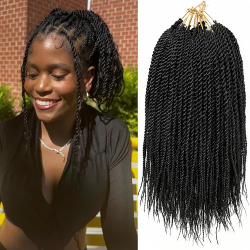 EERYA 12 Inch Senegalese Twist Crochet Hair Pack of 8 - 18 Inch Black 1B