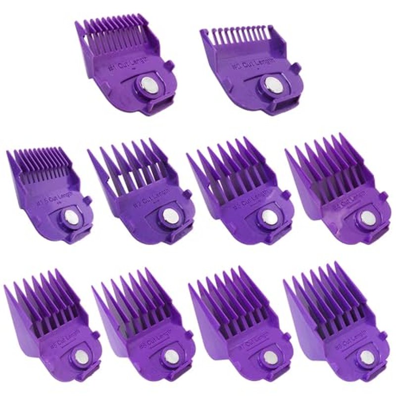 10-Pack Fit for Andis Magnetic Clipper Guards, Upgrade Professional Clipper Guard Comb Guides Fit for Andis Master Hair Clippers - 1/16" to 1"(Purple)