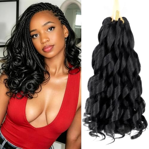 French Curl Braiding Hair 12 Inch Human Hair Blend - 8 Packs - 1B, Easy DIY Style