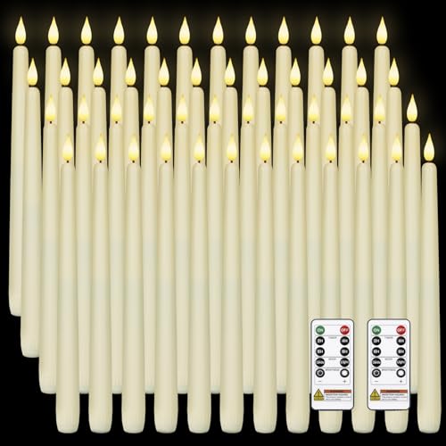 Homemory Ivory 11in Flameless Taper Candles with Remote Timer (48-Pack)