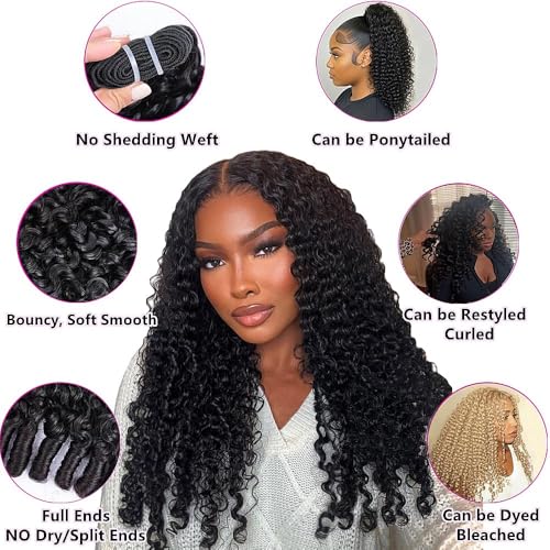 12 Inch Burmese Curly Human Hair Bundles Water Wave Spiral Curl Natural Black