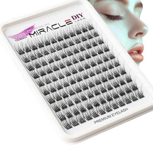 PARK SUNG HEE MIRACLE LASH DIY False Eyelashes, Lash Clusters, Lengthening Wisps 9mm-16mm Contact Lens Friendly, Easy to Apply, Reusable Strip Lashes (E6-280, 12mm), Black