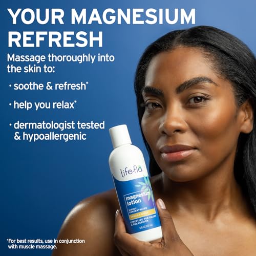 LIFE-FLO Vanilla Magnesium Lotion and Pure Magnesium Oil Spray Bundle - Magnesium Chloride from the Zechstein Seabed - 100% Magnesium Oil for Feet and Body and Vanilla Lotion, 60-Day Guarantee, 8oz ea