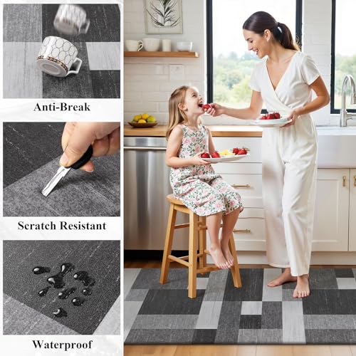 Anti Fatigue Kitchen Runner Mat 24x71 Inches Grey Non Slip Cushioned Floor Rug