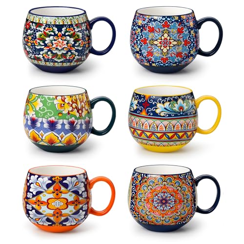Vancasso 6-Pack Colorful Ceramic Coffee Mugs Set of 6, 18oz Each