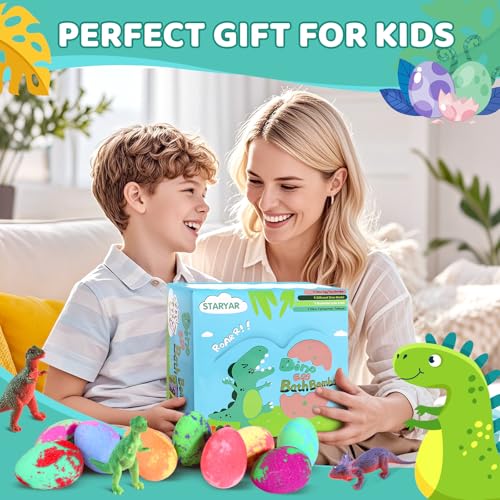 Dinosaur Bath Bombs with Surprise Toys for Kids - 9 Pack