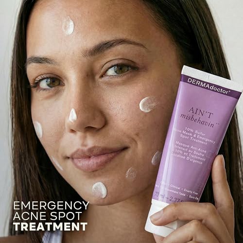 DERMAdoctor Ain¡¯t Misbehavin¡¯ 10% Sulfur Acne Mask, Oil-Absorbing Facial Treatment, 2.3 fl oz