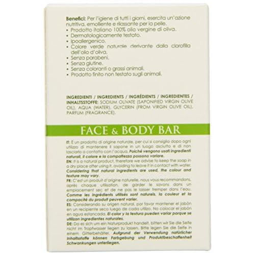 Olivella Face and Body Soap, Scented All-Natural 100% Virgin Olive Oil from Italy, 5.29-Ounce Bars (Pack of 12)
