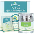 NOVEHA Sensitive Eye Care Bundle ? Eyelid & Lash Wipes (60pcs) + Tea Tree Anti-Wrinkle Eye Cream 1.69 fl oz | Hydrating Daily Routine for Itchy Lids, Dry Skin & Wrinkles