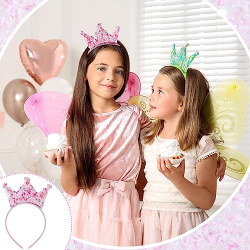 Princess Crown Headbands Set - Glitter Party Favors for Girls, 24 Pack
