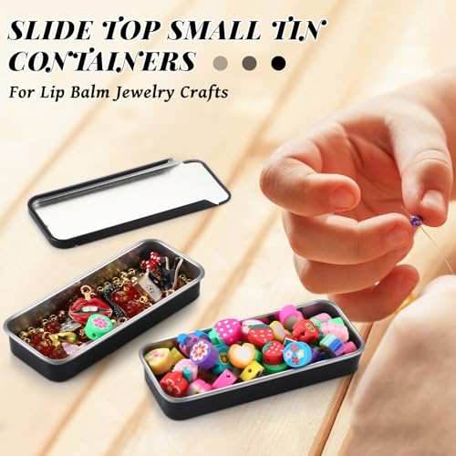 Norme Black 1 oz Lip Balm Containers 60pcs Metal Tins with Sliding Lids