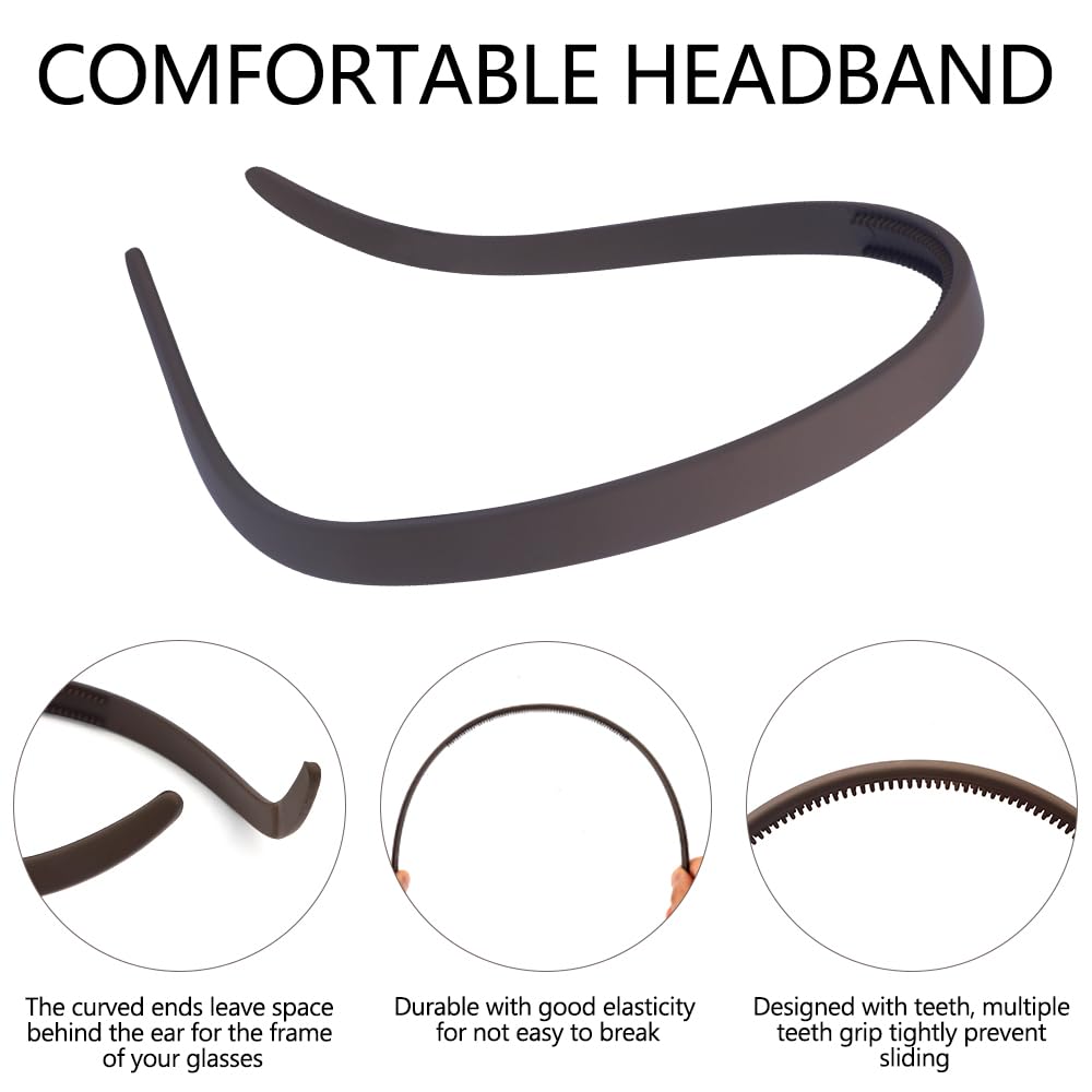 6Pcs Headbands for Glasses Wearers No Pressure No Headache Square Sunglasses Headband for Women Comfortable Thin Hairbands for Women, Plastic Hairbands with Teeth Non Slip Fashion