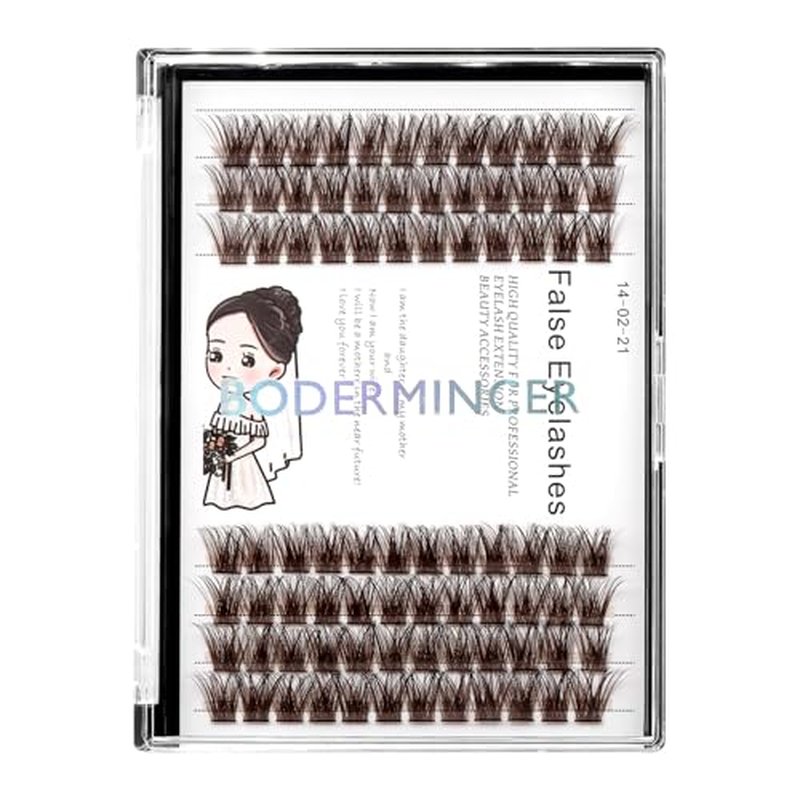 Bodermincer Black/Brown Color Natural Lash Clusters 84pcs Wispy Eyelash Clusters Eyelash Extensions D Curl Individual Lashes Natural Look Lashes with Thin Lash Band (Brown-12mm)