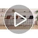 Sweetcrispy Set of 2 Black Faux Leather Bar Stools with Metal Legs - Counter Height