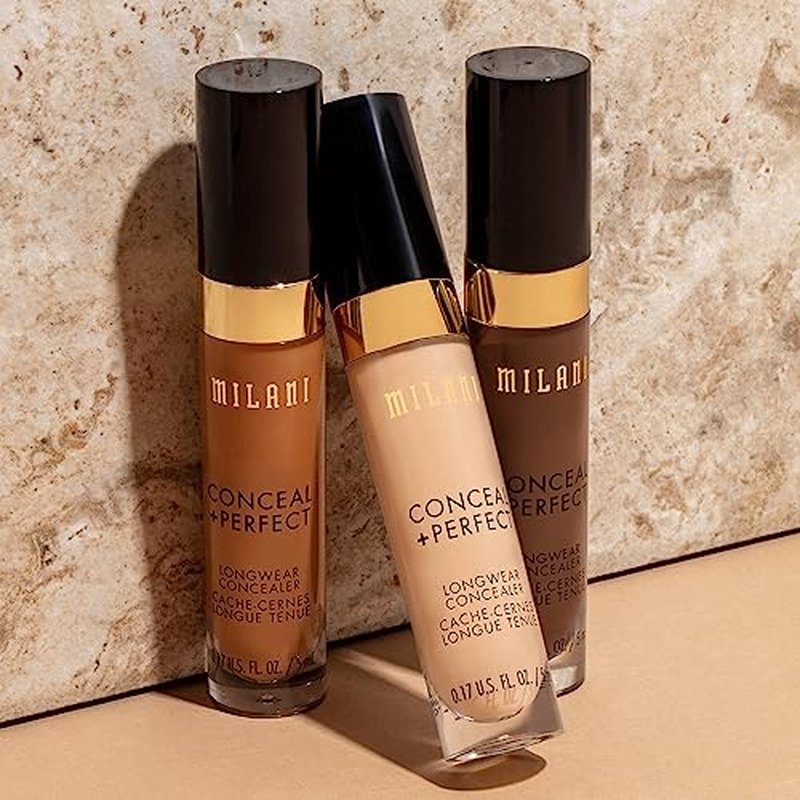 Milani Conceal + Perfect Longwear Concealer Full Coverage Infused with Hyaluronic Acid & Vitamin E, Cover Dark Circles, Blemishes & Skin Imperfections for Long-Lasting Wear - Medium Beige