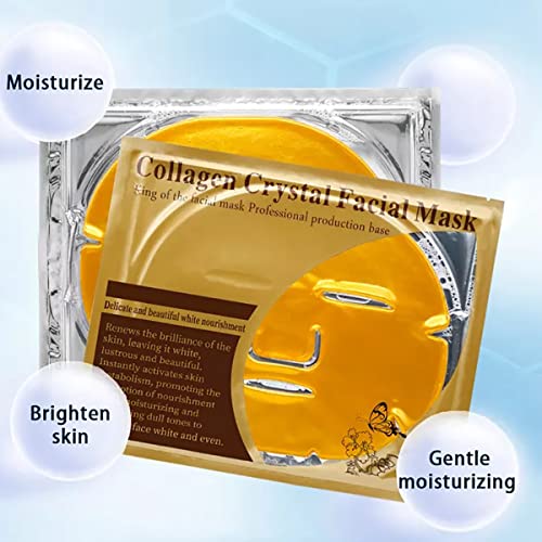 Gold Collagen Facial Masks (10-Pc) - Vegan Anti-Aging & Hydrating Skin Care