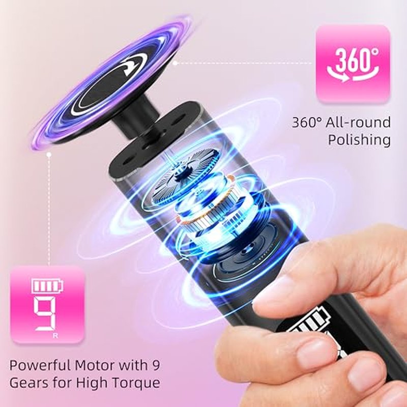 2 in 1 Electric Foot Callus Remover,9 Adjustable Speeds Rechargeable Electric Dead Skin Sander Pedicure Tools with Sandpaper Disk and Nail Drill Bits,Grinding Heads for Women&Men