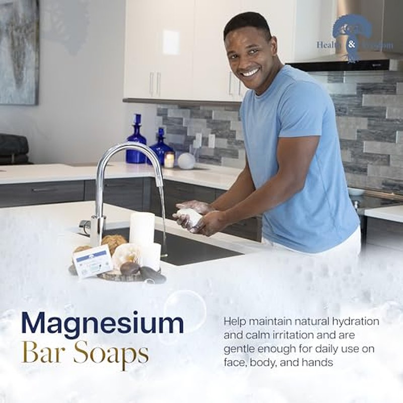 Health & Wisdom Magnesium Bar Soap ? Moisturizing Body Soap - Made with Aloe & Nourishing Plant Oils and Essential Oils ? Gentle Cleanser for Face & Body - Citrus - 4 oz Bar - 2 Pack