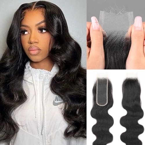 14 Inch 2x6 HD Lace Closure Body Wave Human Hair Virgin Remy Natural Black