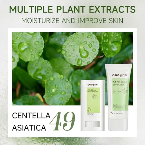 Sunscreen Stick SPF PA50++++ Centella Sunscreen Korean Sunscreen Stick Facial Sunscreen Soothing Moisture Matte Sun Stick for Face & Body Oily Sensitive Skin Non Greasy, No White Cast