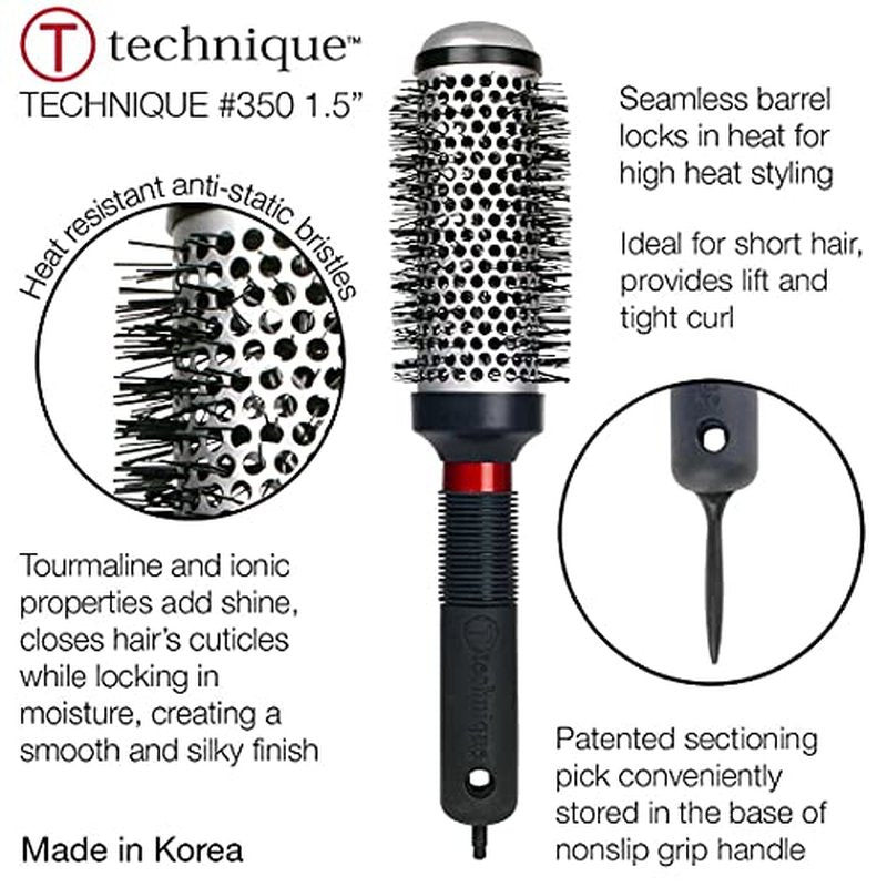 Cricket Technique Thermal Hair Brush #350 1.5¡± for Curling, and Styling ? Heat-Retaining Barrel with Anti-Static Tourmaline Bristles, Round Thermal Brush, Ideal for All Hair Types