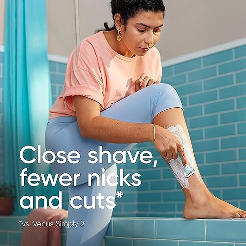 Gillette Venus Simply 3 Sensitive Women's Disposable Razors, Pack of 2 with 4 razors