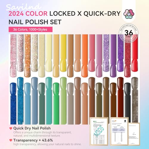 39-Piece Fall Nail Polish Set with Quick Dry & Top & Base Coats - Colors Locked X Tech - Variation D2-Fall