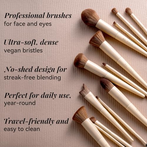 B-Matte Makeup Brush Set with Travel Case 18 Pcs - Professional Quality