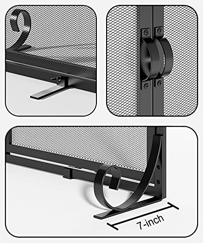 Fire Beauty Hinged Double Door Fireplace Mesh Guard L37.8xW30.7 inch