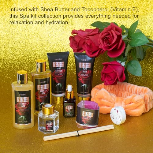Birthday Gifts for Women, Spa Gift Baskets for Women, 14 Pcs Cherry Blossom & Rose Fragrance Spa Gifts for Mothers Day Gifts, Birthday Gifts for Wife, Self Care Kit