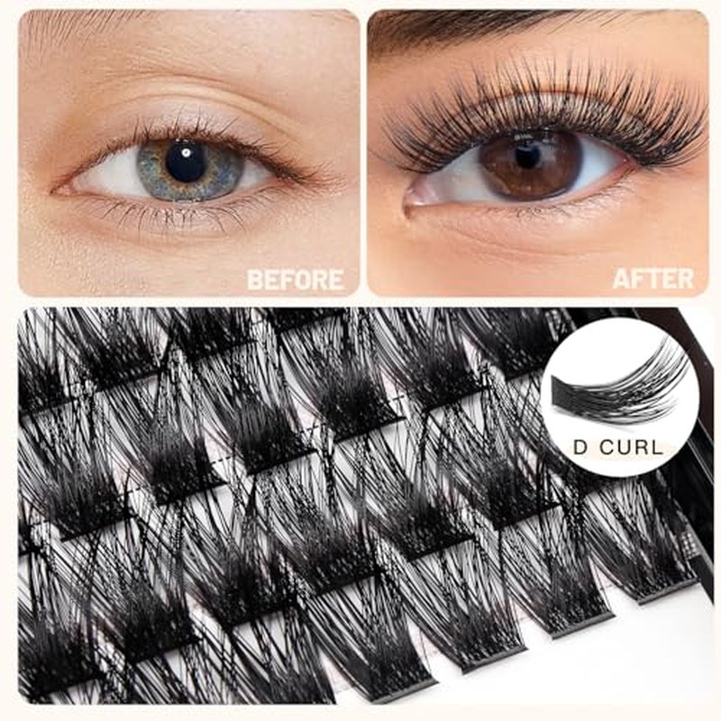 Bodermincer 120pcs D Curl 8-10-12-14-16mm Mixed Wide Cluster Professional Makeup Individual Cluster Eye Lashes Grafting Fake False Eyelashes Home Eyelash Extension (8-10-12-14-16mm Mixed)
