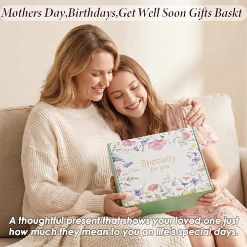 VANJOROY Birthday Gift Basket for Women – Self-Care Sunflower Box, Beige/White