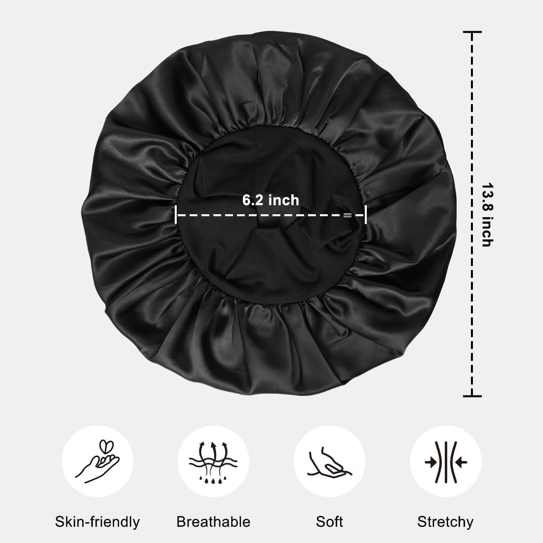 Bonnet for Men, Satin Silk Bonnet for Sleeping with Wide Band, Soft Hair Bonnets for Curly Hair Braids