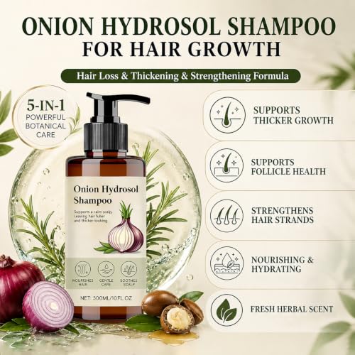 Onion Hair Growth Shampoo with Rosemary & Biotin - Thickening & Strengthening Formula for All Hair Types - 10 fl oz