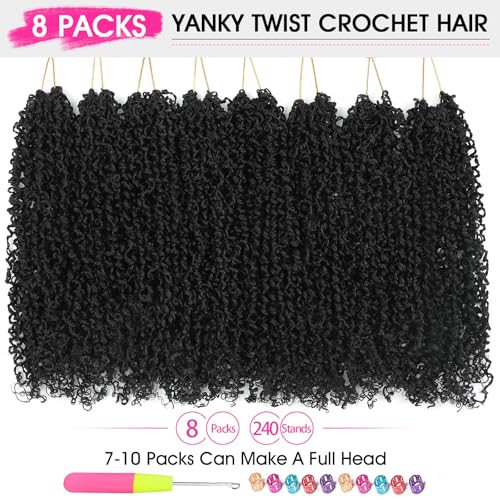 Pre-Looped Yanky Twist Crochet Hair 14in 8-Pack for Natural Protective Styles