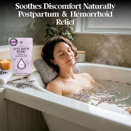 Sitz Bath Salt Set for Hemorrhoid & Postpartum Relief - Dead Sea & Epsom with Lavender & Tea Tree, 2lb