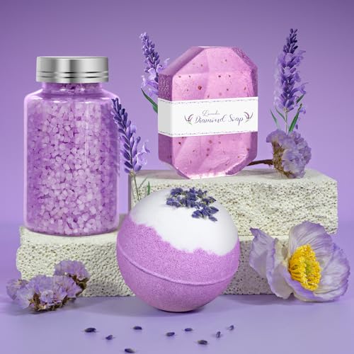 Lavender Gifts Set for Women - Stress Relief Gift for Mom, Wife, Girlfriend, Sister, Bestie - Perfect for Birthdays, Christmas, Valentine's Day, White Elephant