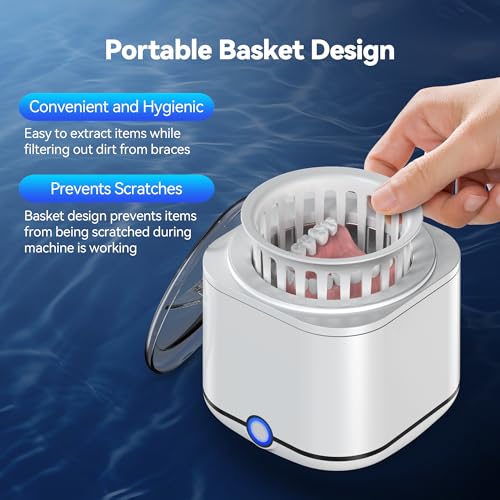 Miorcols Ultrasonic Retainer Cleaner White 48kHz Dental Jewelry Cleaning Pod