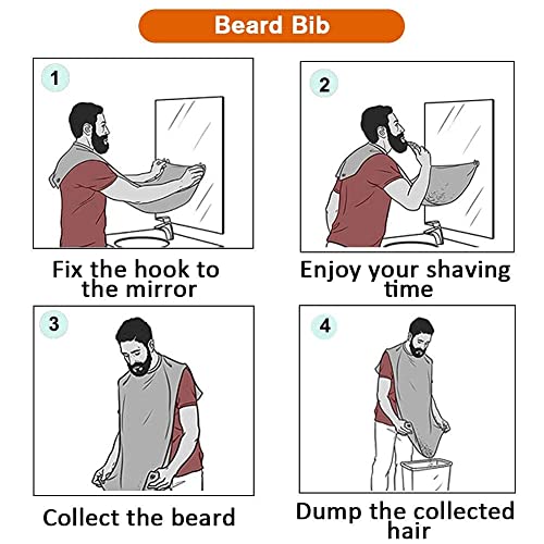 Beard Bib Apron for Men, Father's Day Gift Beard Trimming Catcher Bib for Shaving & Hair Clippings, Waterproof Non-Stick Hair Catcher Grooming Cloth with 2 Suction Cups(White)