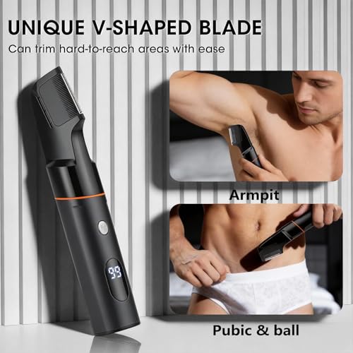 Suttik Men's 5-in-1 Body Grooming Trimmer Kit with V-Shaped & Waterproof Design - Black