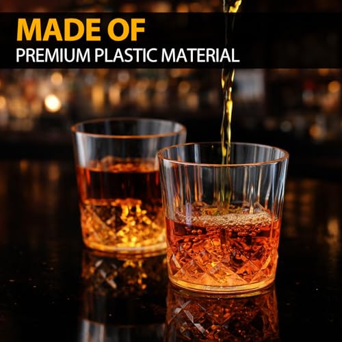 48 Pack 10 oz Clear Plastic Whiskey Glasses - Durable Shatterproof Set