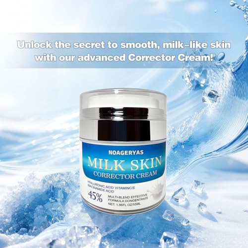 Corrector Cream with Hyaluronic Acid, Vitamin C, Niacinamide & 45% Multi-Action Concentrate - Reduces Fine Lines & Acne Scars for Smooth, Milk-Like Skin - 1.86 oz