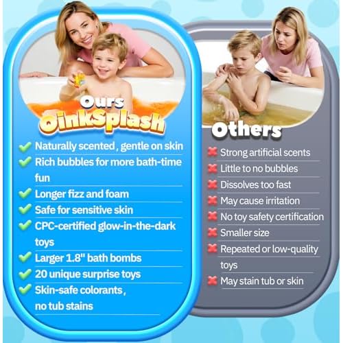 Bath Bombs for Kids with Surprise Inside, 20 Pack Handmade Bath Bomb Gift Set with Glow-in-The-Dark Toys, Fizzy Bath Balls for Fun, Great Christmas Gift or 2025 Advent Calendar for Boys & Girls