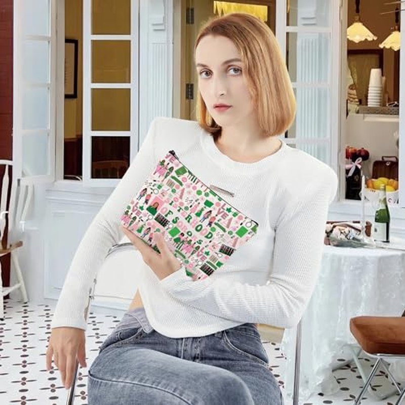 G2TUP Sorority Cosmetic Bag Sorority Sister Gifts For Women I Love All Things Pink and Green Makeup Bag Sisterhood Merch (Sisterhood Love MG)
