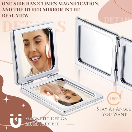 Mini Pocket Mirror Set 18 Pcs with Magnifying & Inspirational Quotes for Women