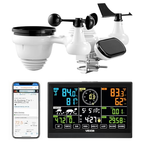 Modern 7-in-1 Wi-Fi Weather Station with 7.5-Inch VA Display, Solar Power, Outdoor Sensor